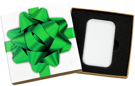 SilverTowne Natural Kraft Paper Gift Box with Green Bow Box Sleeve